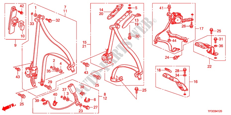 CINTURE DI SICUREZZA per Honda JAZZ 1.4ES    TEMP TIRE 5 Porte pieno automatica 2012