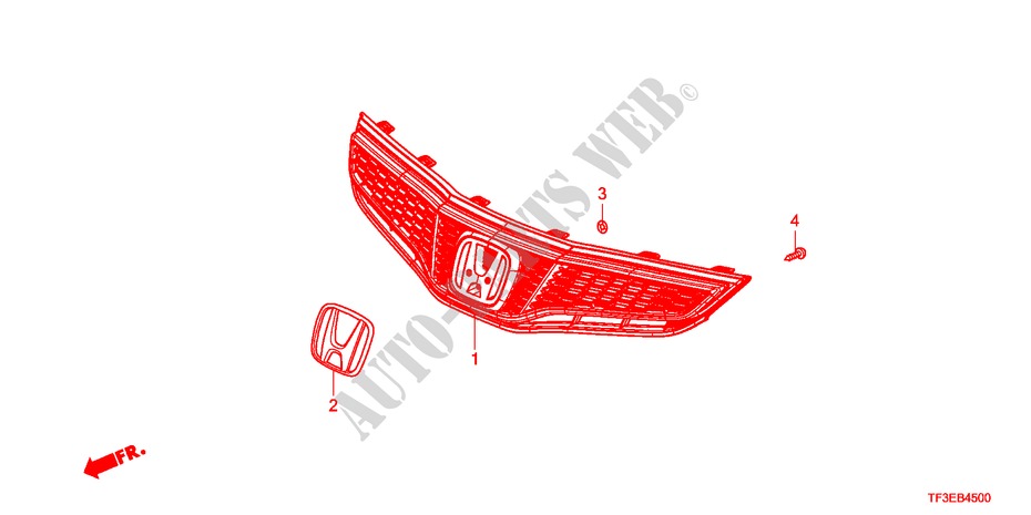 GRIGLIA ANTERIORE per Honda JAZZ 1.2LS    TEMP TIRE 5 Porte 5 velocità manuale 2012