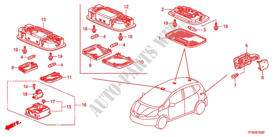 LUCE INTERIORE per Honda JAZZ 1.4ES    TEMP TIRE 5 Porte pieno automatica 2012