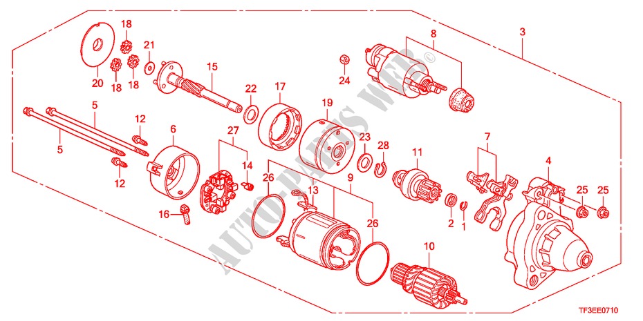 MOTORE AVVIATORE(DENSO) per Honda JAZZ 1.4ES    TEMP TIRE 5 Porte pieno automatica 2012