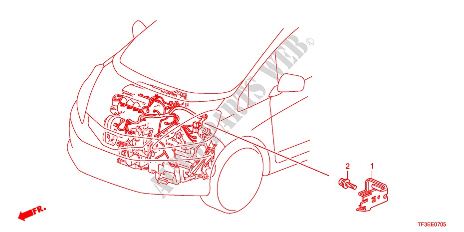 TIRANTE CABLAGGIO FILO MOTORE per Honda JAZZ 1.4ES    TEMP TIRE 5 Porte pieno automatica 2012
