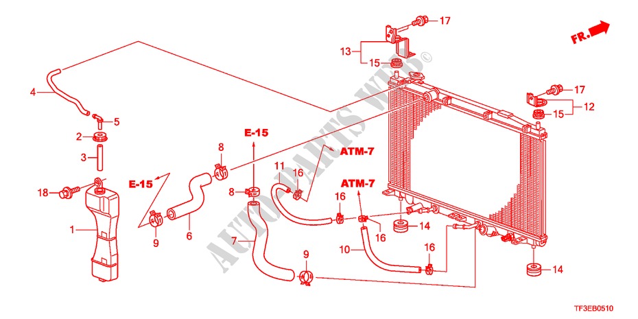 TUBO RADIATORE/SERBATOIO DI RISERVA per Honda JAZZ 1.4ES    TEMP TIRE 5 Porte pieno automatica 2012