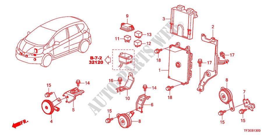 UNITA DI CONTROLLO(SPAZIO MOTORE)(LH) per Honda JAZZ 1.4ES    TEMP TIRE 5 Porte pieno automatica 2012