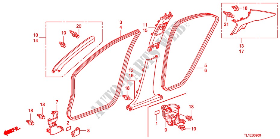 ABBELLIMENTO PILASTRO(LH) per Honda ACCORD 2.0 COMFOT 4 Porte 6 velocità manuale 2011