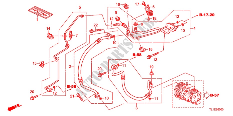 ARIA CONDIZIONATA(TUBI/CONDOTTI)(2.0L)(LH) per Honda ACCORD 2.0 COMFOT 4 Porte 6 velocità manuale 2011
