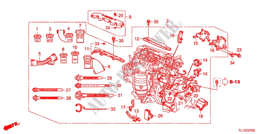 BARDATURA FILO MOTORE(2.0L) per Honda ACCORD 2.0 COMFOT 4 Porte 6 velocità manuale 2011