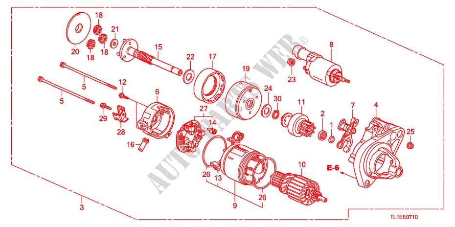 MOTORE AVVIATORE(DENSO)(2.0L) per Honda ACCORD 2.0 COMFOT 4 Porte 6 velocità manuale 2011