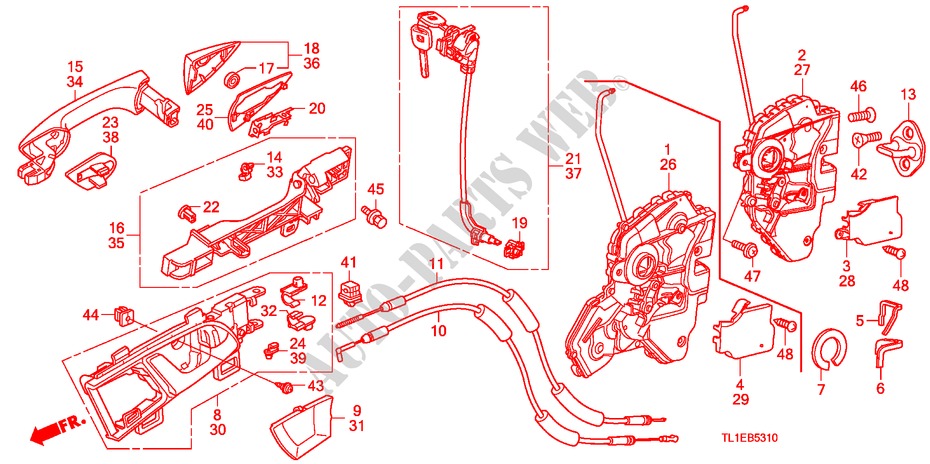 SERRATURE PORTIERE ANT./MANIGLIA ESTERNA per Honda ACCORD 2.0 COMFOT 4 Porte 6 velocità manuale 2011
