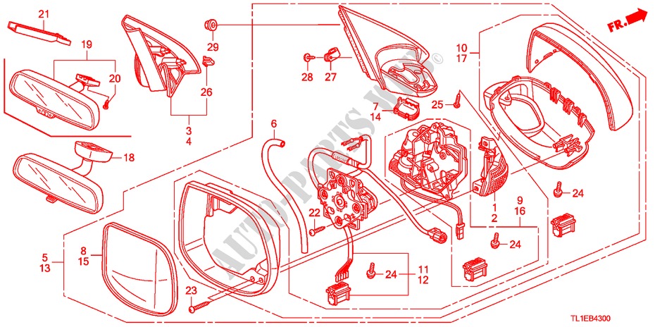 SPECCHIETTO per Honda ACCORD 2.0 COMFOT 4 Porte 6 velocità manuale 2011