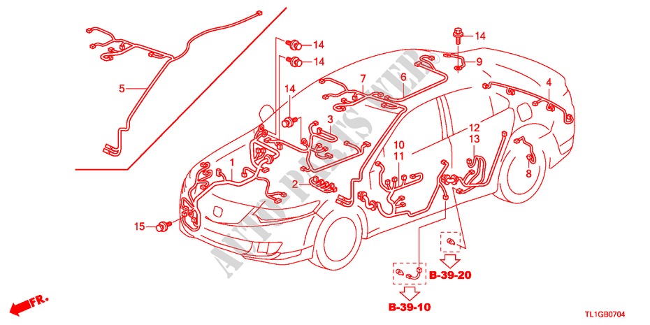 BARDATURA FILO(3)(LH) per Honda ACCORD 2.4 TYPE S 4 Porte 6 velocità manuale 2012