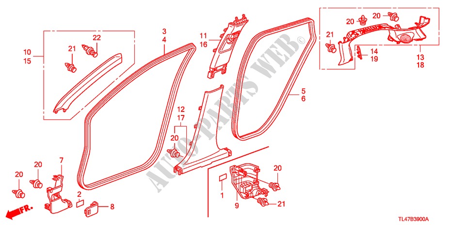 ABBELLIMENTO PILASTRO(LH) per Honda ACCORD TOURER 2.2 EXECUTIVE 5 Porte 6 velocità manuale 2009
