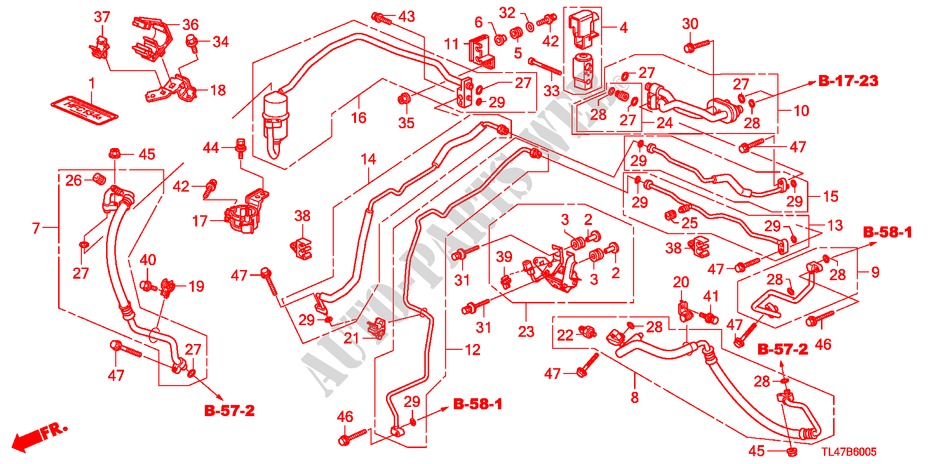 ARIA CONDIZIONATA (TUBI/CONDOTTI)(DIESEL)(RH) per Honda ACCORD TOURER 2.2 ES-GT 5 Porte 6 velocità manuale 2009