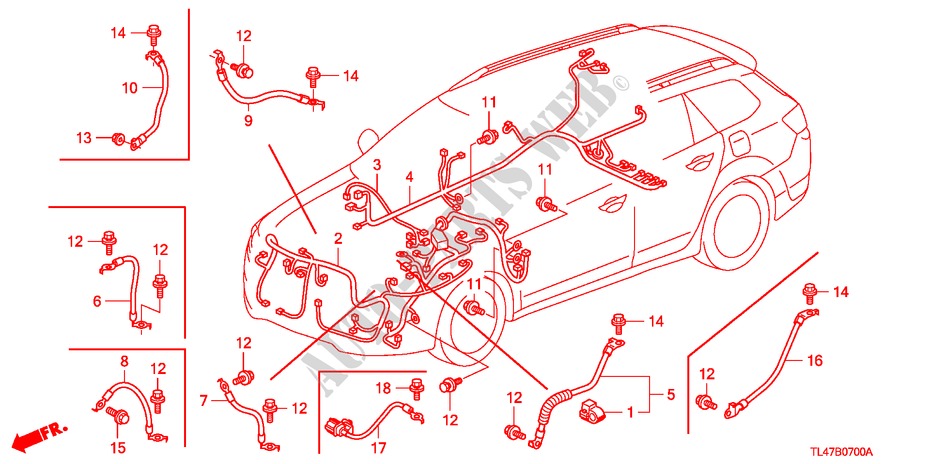 BARDATURA FILO(1) (LH) per Honda ACCORD TOURER 2.2 EXECUTIVE 5 Porte 6 velocità manuale 2009
