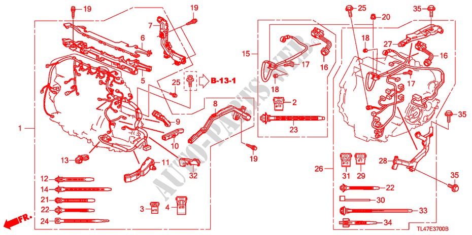 BARDATURA FILO MOTORE (DIESEL) per Honda ACCORD TOURER 2.2 ES 5 Porte 5 velocità automatico 2009