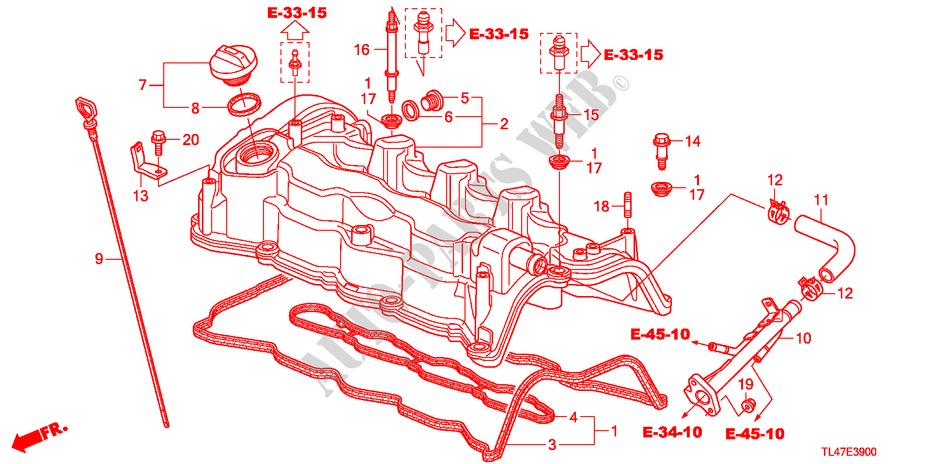 COPERTURA TESTA CILINDRO (DIESEL) per Honda ACCORD TOURER 2.2 EXECUTIVE 5 Porte 6 velocità manuale 2009