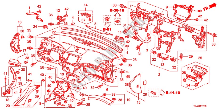 PANNELLO STRUMENTI(LH) per Honda ACCORD TOURER 2.2 EXECUTIVE 5 Porte 6 velocità manuale 2009