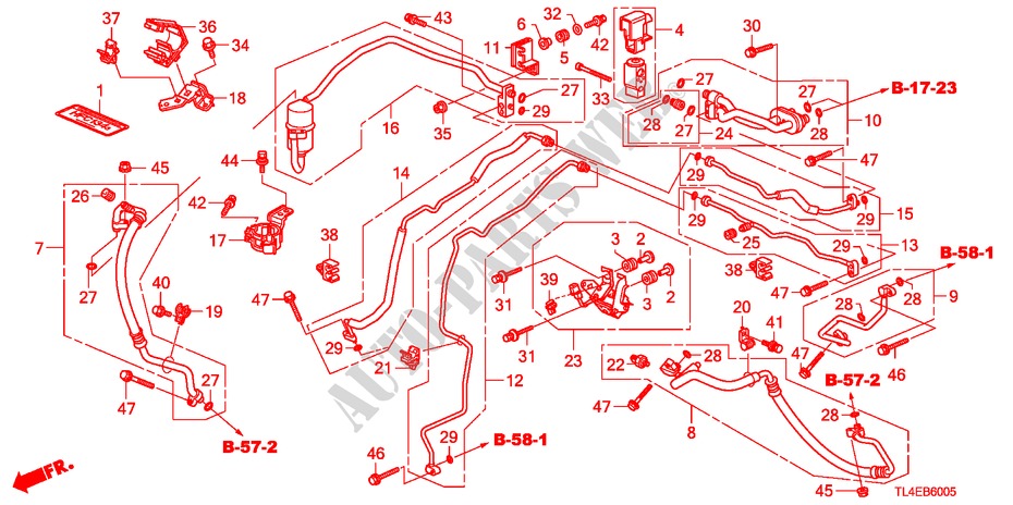 ARIA CONDIZIONATA(TUBI/CONDOTTI)(DIESEL)(RH) per Honda ACCORD TOURER 2.2 ES-GT 5 Porte 6 velocità manuale 2010
