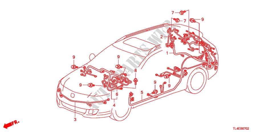 BARDATURA FILO(2)(LH) per Honda ACCORD TOURER 2.4 EXECUTIVE 5 Porte 6 velocità manuale 2010