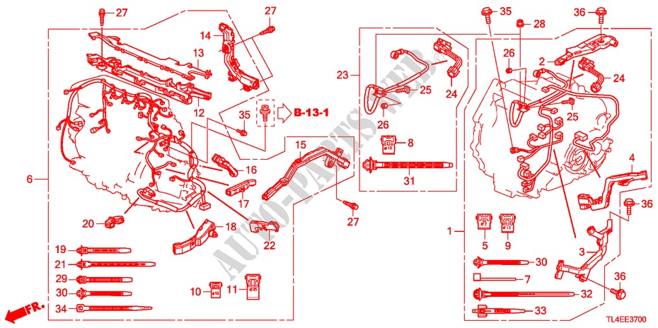 BARDATURA FILO MOTORE(DIESEL) per Honda ACCORD TOURER 2.2 ELEGANCE 5 Porte 5 velocità automatico 2010