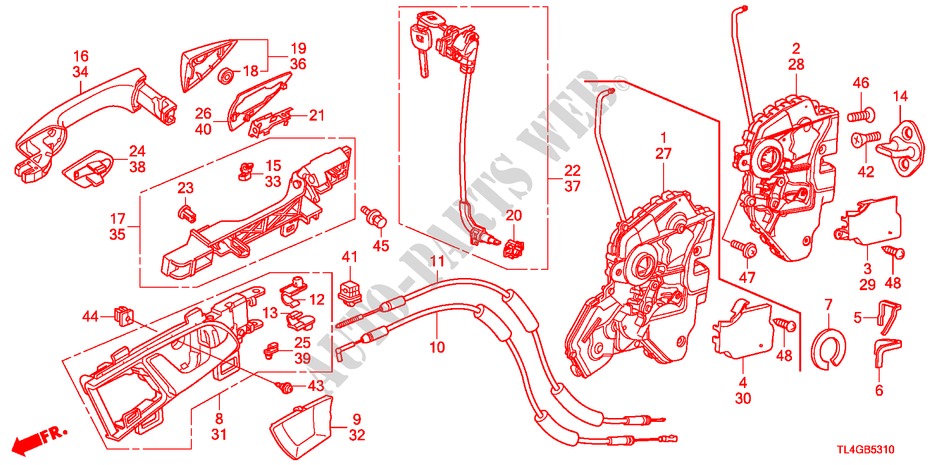 SERRATURE PORTIERE ANT./MANIGLIA ESTERNA per Honda ACCORD TOURER 2.0 COMFOT 5 Porte 6 velocità manuale 2012
