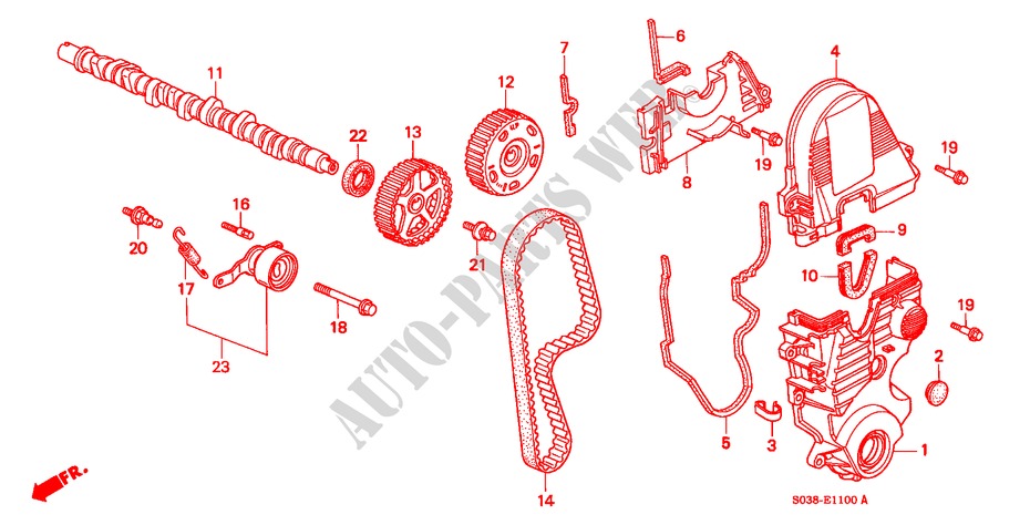 ALBERO A CAMME/CINGHIA SINCRONIZZAZIONE (SOHC/SOHC VTEC) per Honda CIVIC GLI 3 Porte 5 velocità manuale 2000