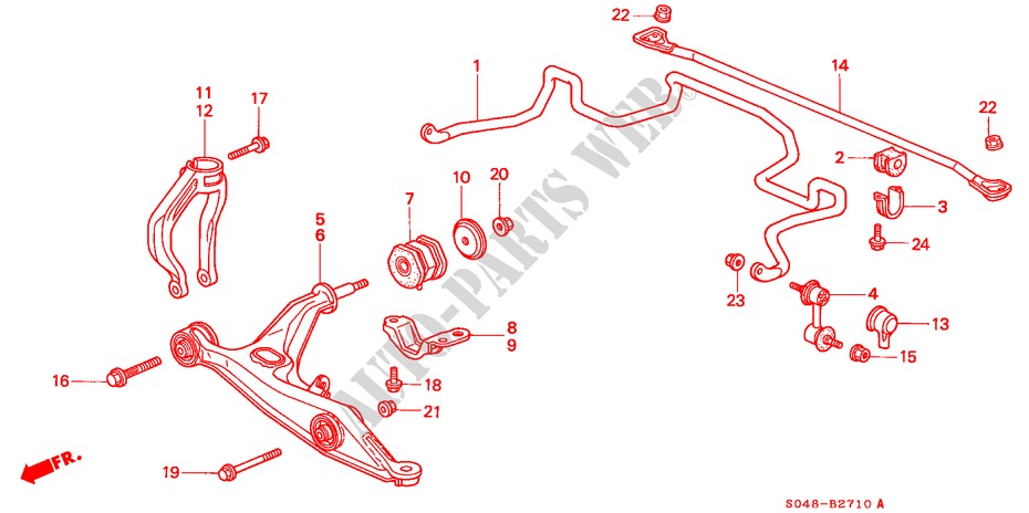 STABILIZZATORE ANTERIORE/ BRACCIO INFERIORE ANT. per Honda CIVIC VTI 4 Porte 5 velocità manuale 1998