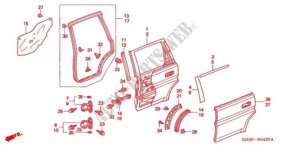 PANNELLI PORTIERE POST. per Honda HR-V 4WD 5 Porte 5 velocità manuale 2000