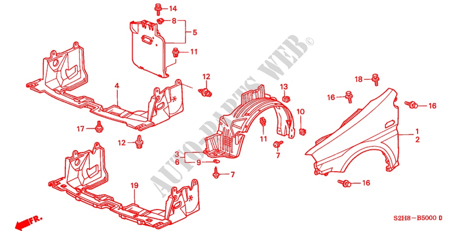 PARAFANGHI ANTERIORI per Honda HR-V 4WD 5 Porte 5 velocità manuale 2000