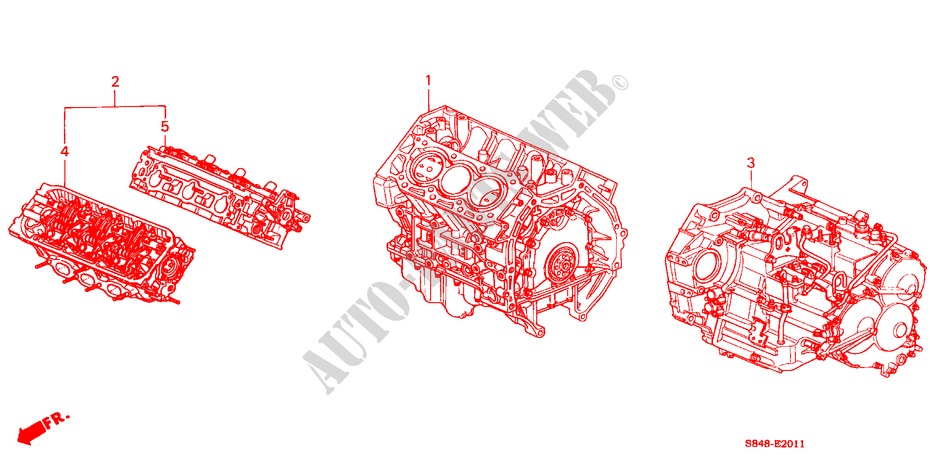 ARREDO DI MONT. MOTORE/ ASS. TRASMISSIONE(V6) per Honda ACCORD V6 4 Porte 4 velocità automatico 2000