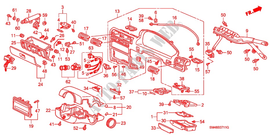 ABBELLIMENTO STRUMENTI(2) per Honda ACCORD EXI 4 Porte 5 velocità manuale 1990