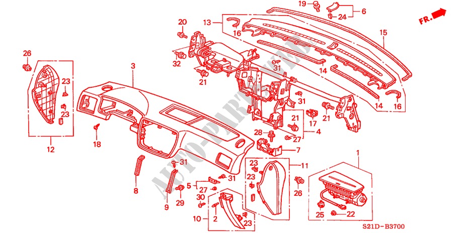 PANNELLO STRUMENTI(LH) per Honda CIVIC 1.4IS 4 Porte 4 velocità automatico 2000