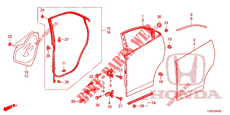 PANNELLI PORTIERE POST.(4D)  per Honda CIVIC 1.4 EXECUTIVE TUNER LESS 5 Porte 6 velocità manuale 2014