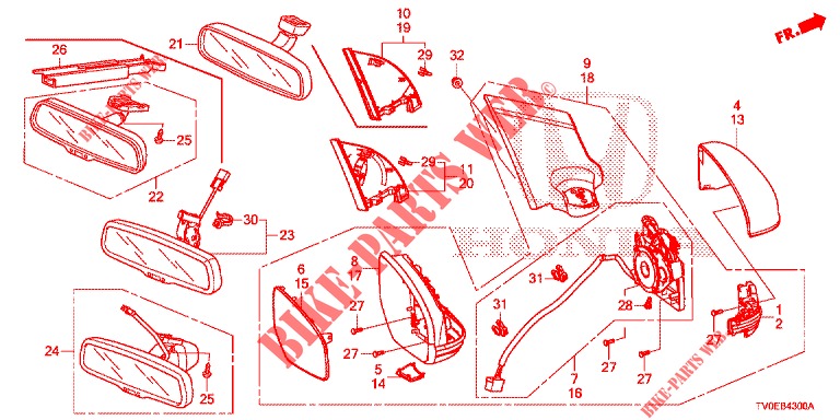 SPECCHIETTO/VISORE DA SOLE  per Honda CIVIC 1.4 EXECUTIVE TUNER LESS 5 Porte 6 velocità manuale 2014