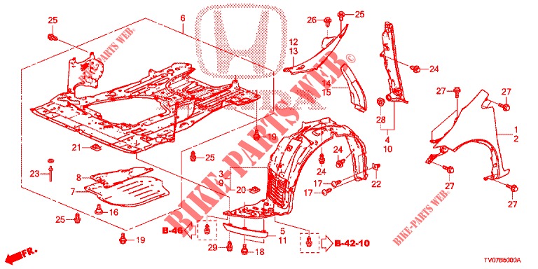 PARAFANGHI ANTERIORI  per Honda CIVIC DIESEL 1.6 ELEGANCE 5 Porte 6 velocità manuale 2013