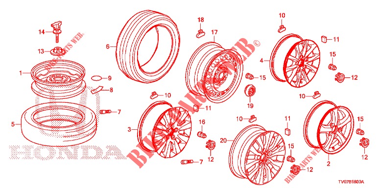 PNEUMATICO/DISCHI RUOTE  per Honda CIVIC DIESEL 1.6 ELEGANCE 5 Porte 6 velocità manuale 2013
