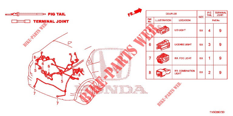 CONNETTORE ELETTRICO (ARRIERE) per Honda CIVIC DIESEL 1.6 EXECUTIVE 5 Porte 6 velocità manuale 2015