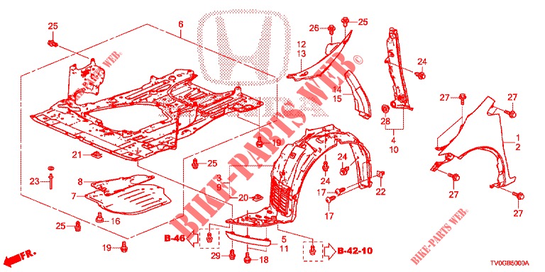 PARAFANGHI ANTERIORI  per Honda CIVIC DIESEL 1.6 EXECUTIVE 5 Porte 6 velocità manuale 2015