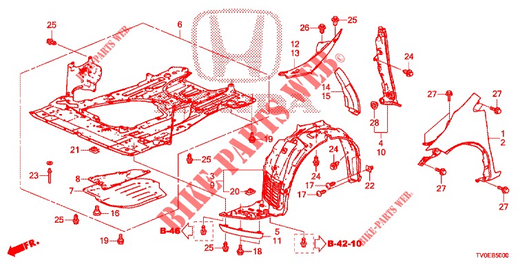 PARAFANGHI ANTERIORI  per Honda CIVIC DIESEL 1.6 EXECUTIVE 5 Porte 6 velocità manuale 2014