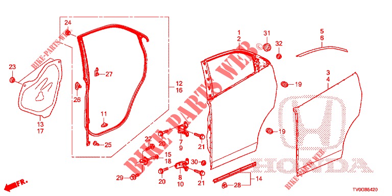 PANNELLI PORTIERE POST.(4D)  per Honda CIVIC 1.8 EXECUTIVE 5 Porte 6 velocità manuale 2015