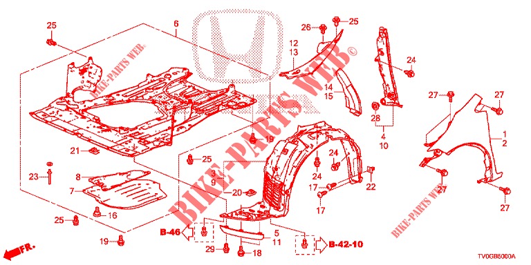 PARAFANGHI ANTERIORI  per Honda CIVIC 1.8 EXECUTIVE 5 Porte 6 velocità manuale 2015