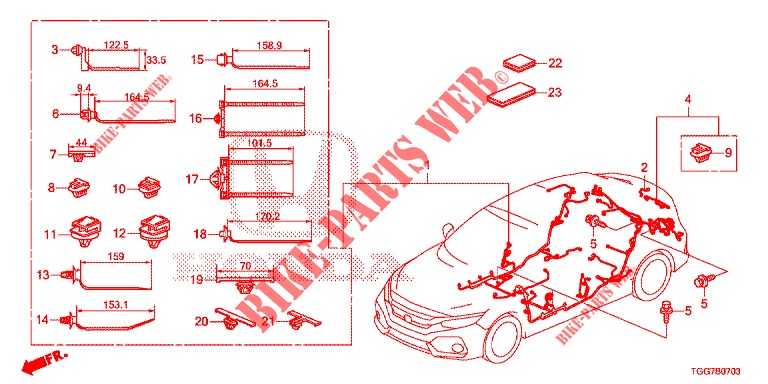 BARDATURA FILO (4) (LH) per Honda CIVIC 1.0 EXECUTIVE NAVI 5 Porte pieno automatica 2017