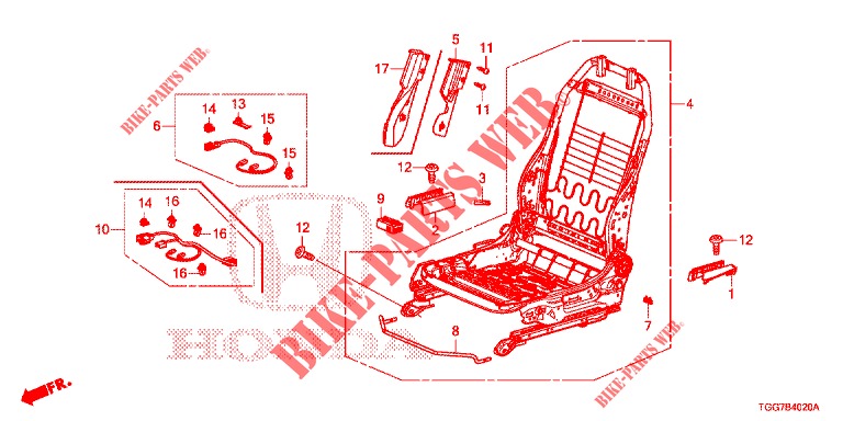 COMP. SEDILE ANT. (D.) (SIEGE REGLAGE MANUEL) (1) per Honda CIVIC 1.0 MID 5 Porte 6 velocità manuale 2018
