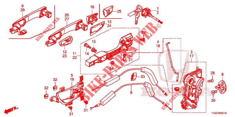 SERRATURE PORTIERE ANT./MANIGLIA ESTERNA  per Honda CIVIC 1.0 MID 5 Porte 6 velocità manuale 2018