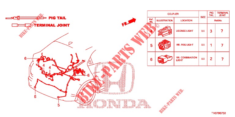 CONNETTORE ELETTRICO (ARRIERE) per Honda CIVIC 1.8 EXECUTIVE TUNER LESS 5 Porte 5 velocità automatico 2013