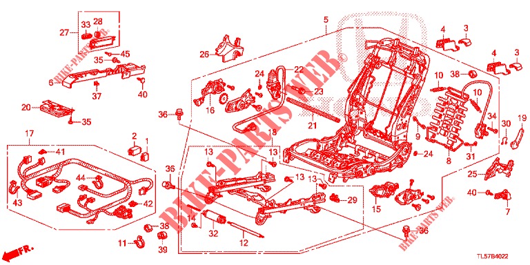 COMP. SEDILE ANT. (D.) (SIEGE ENTIEREMENT MOTORISE) per Honda ACCORD TOURER 2.0 EXECUTIVE 5 Porte 5 velocità automatico 2015