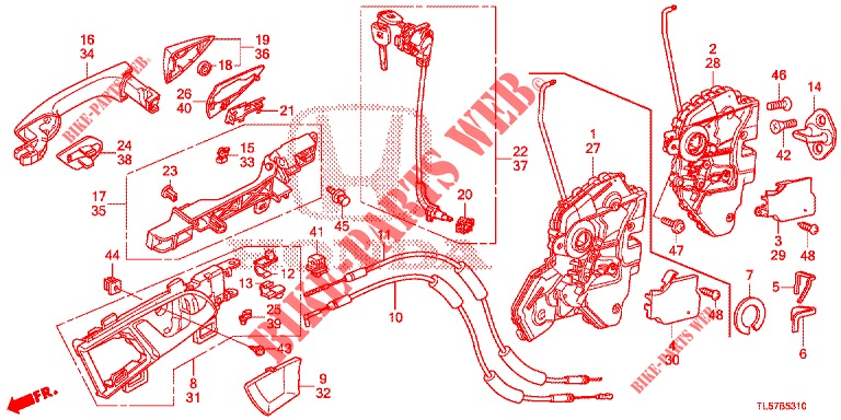 SERRATURE PORTIERE ANT./MANIGLIA ESTERNA  per Honda ACCORD TOURER 2.0 ELEGANCE PACK 5 Porte 5 velocità automatico 2014