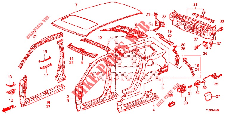 PANNELLI ESTERNI/PANNELLO POSTERIORE  per Honda ACCORD TOURER 2.4 S 5 Porte 6 velocità manuale 2014