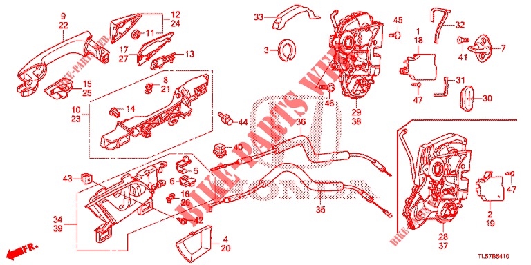 SERRATURE PORTIERE POST./MANIGLIA ESTERNA  per Honda ACCORD TOURER 2.4 S 5 Porte 6 velocità manuale 2014