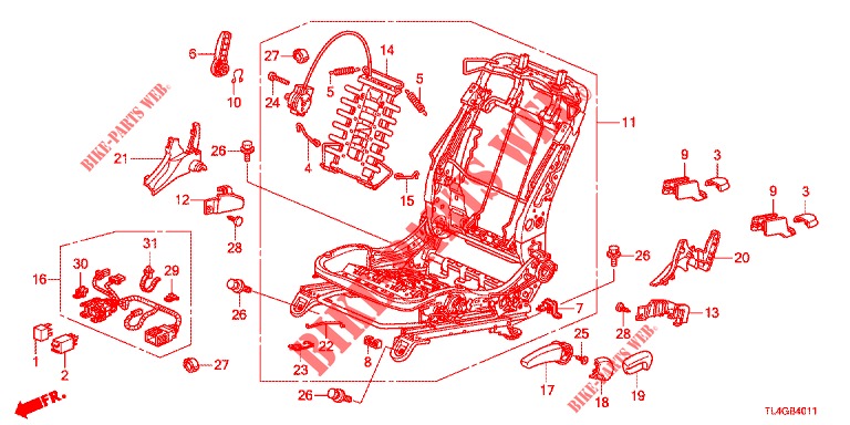 COMP. SEDILE ANT. (G.) (HAUTEUR MANUELLE) per Honda ACCORD TOURER 2.0 ELEGANCE PACK 5 Porte 6 velocità manuale 2013