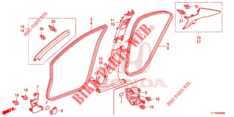 ABBELLIMENTO PILASTRO (LH) per Honda ACCORD DIESEL 2.2 LUXURY 4 Porte 5 velocità automatico 2014